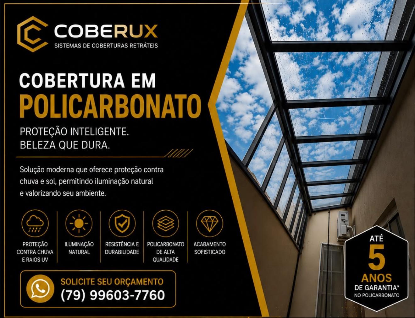Cobertura em policarbonato — COBERUX coberturas retráteis em Aracaju