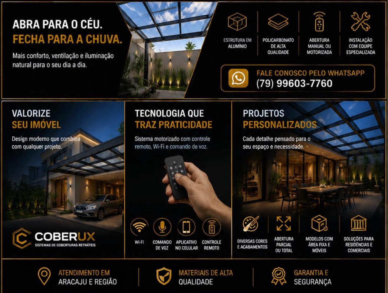 Tecnologia e projetos personalizados — COBERUX coberturas retráteis em Aracaju